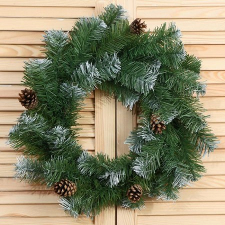 Wreath "Christmas" snow -white (cone gold) 45 cm-1