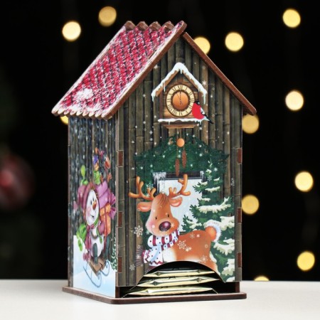 Tea house/ piggy bank, brown tree, 16.5x10x9 cm