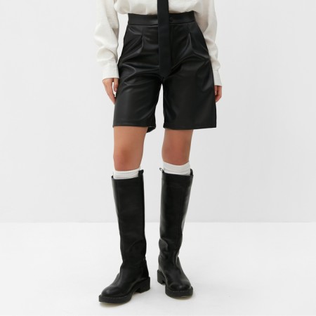 Women leather shorts MIST BAS, p. 48, black
