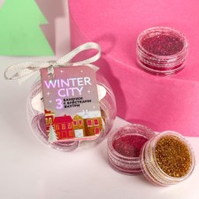 Set of small scenes for the decor of the nails Winter City, 3 colors