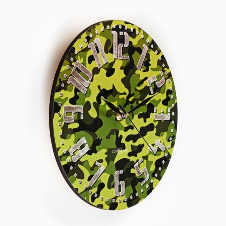Wall clock, series: interior, "camouflage", discrete move, d-23.5 cm-1