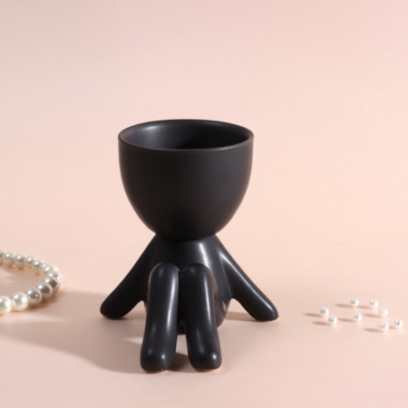 Interior item "Mr. Green on Chile" 9.5*6.7*9.5 black ceramics-4