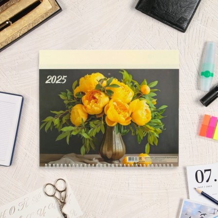 Calendar quarterly mono "Flowers" 2025, 30 x 46 cm-1