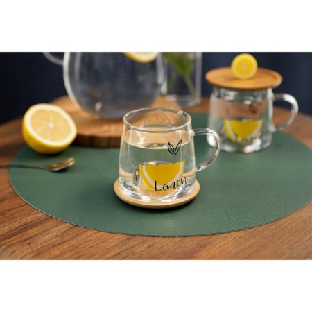 Glass mug with a wooden lid "Lemonchik", 350 ml-6