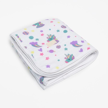 Baby Top "Unicorns" 50*90cm, 100% HL, muslin 105 g/m2, Makra 300g/m2-1