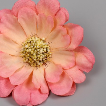Budon on the leg for decoration "multilayer chamomile white-pink" 6x6 cm-1