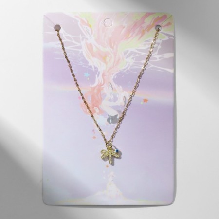 Pendant-cooker “mini” Dragonfly, eye, white-blue color in silver, 38 cm-3