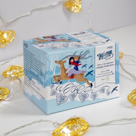 Garland “thread” 4 m with nozzles “heart of wire”, ip20, transparent thread, 20 LED, glow warm white, 8 modes, 220 V-3