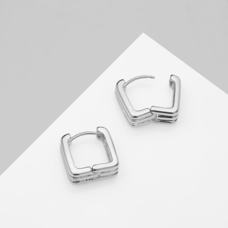 Earrings Metal "Chord" stripes, color silver-3