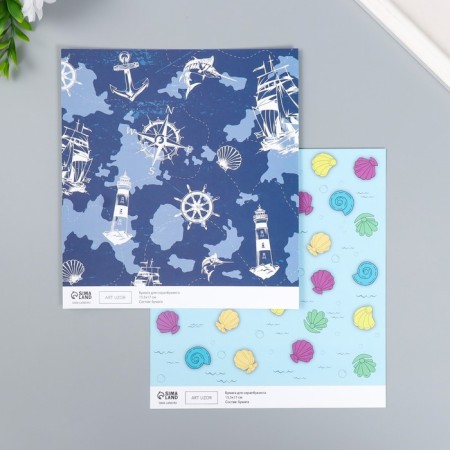 Scrapbooking paper bilateral "sea calls" density 180 g 15.5x17 cm-1