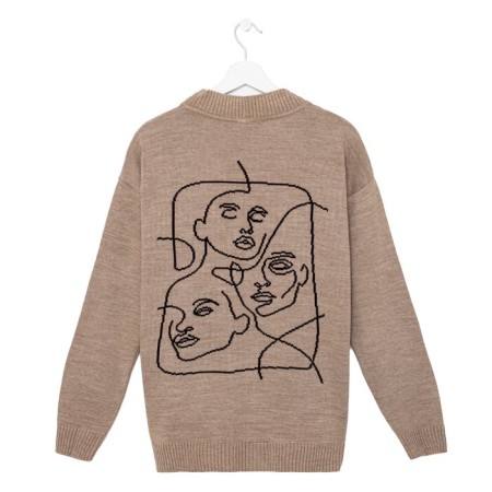 Cardigan female minku, beige color, size 50-7