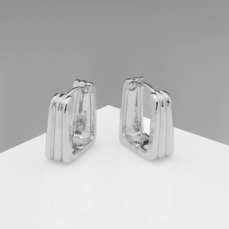 Earrings Metal "Chord" stripes, color silver