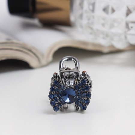 Hair crab "Rose" bow, 1.5 cm, blue-2