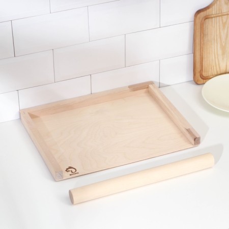 Dumpling board with sides+ Rand sling, board 38x30, slop 36x3.5 cm-2