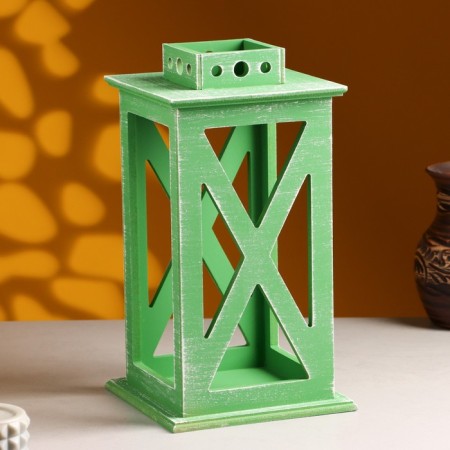 Kashpo wooden "Lantern. Provence" 17x17x31 cm Green-1