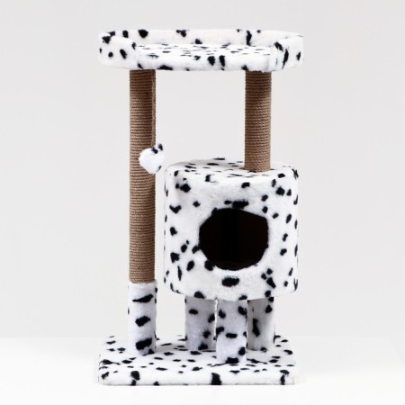 House for cats with a claw "Round with a site", 52 x 52 x 95 cm, Dalmatian-1