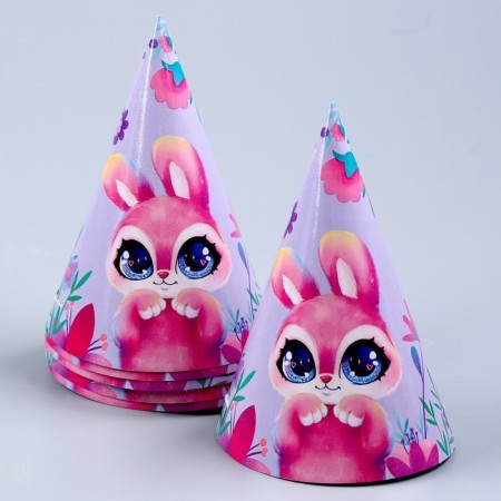 A set of paper dishes is a disposable bunny ”: 6 plates, 1 garland, 6 glasses, 6 caps-8