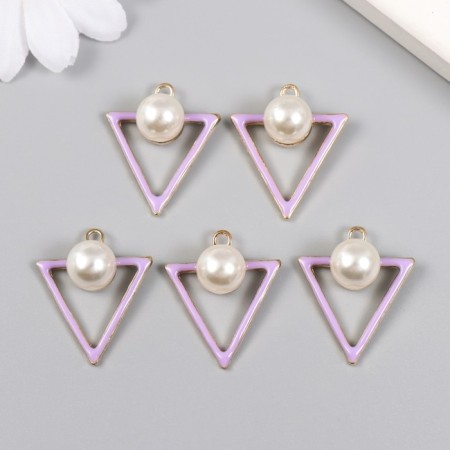 Decor for creativity metal, plastic, enamel "Triangle with a bead" 2.4x2.8 cm-2