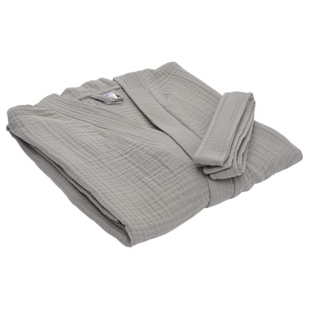Essential bathrobe, multi -layer muslin, size L, color gray color-8