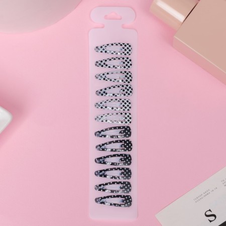 Invisibility for hair "Baby" (set 12 pcs) peas, 3 cm, black and white-2