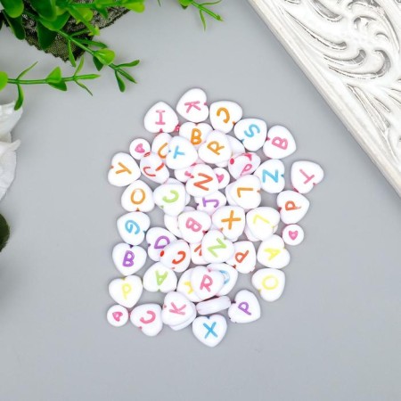 A set of beads for creativity plastic "English letters on the heart" 20g 1.2x1.2 cm
