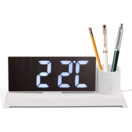 Clock - Electronic, desktop, white indication, 11 x 25 cm, from USB