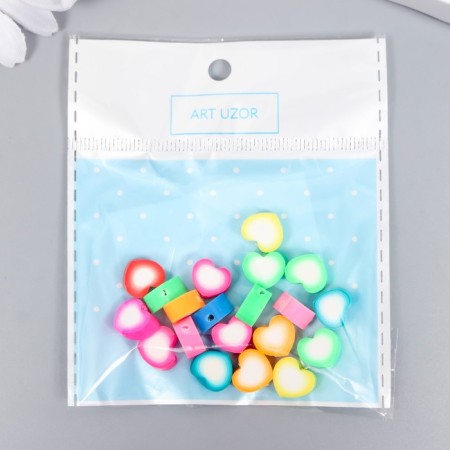 Beads for PVC "Puffy heart" Color set 20 pcs 1x1x1 cm-2