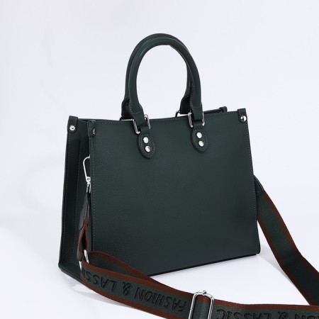 Bag Female Tout with zipper, green color-2