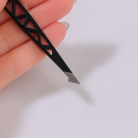 Pinzet "Geometry", beveled, pointed, 9.5 cm, black color-5