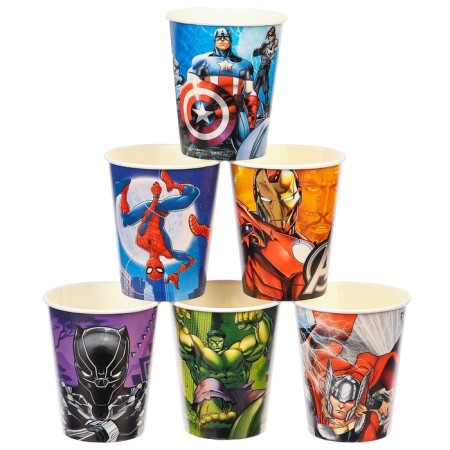 Paper glass "Happy Birthday!", 250 ml, 6 pieces, avengers-1