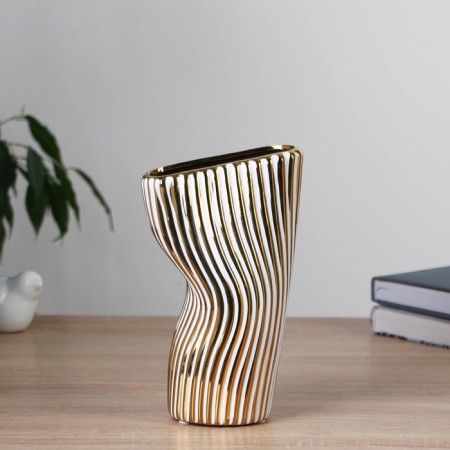 VAZ Coramics Table "Issi" thin stripes, 20 cm, white