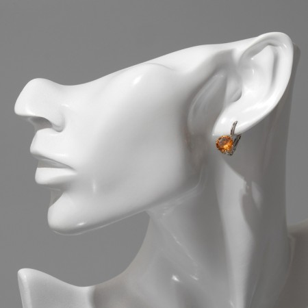 Earrings with “confetti” rhinestones Circle, Mix color in silver-3