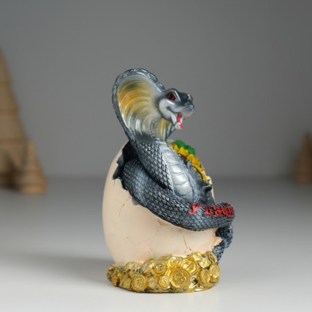 Piglite Polystone "Snake is dark with sunflower and coins" 7.2x6.5x11.2 cm-1