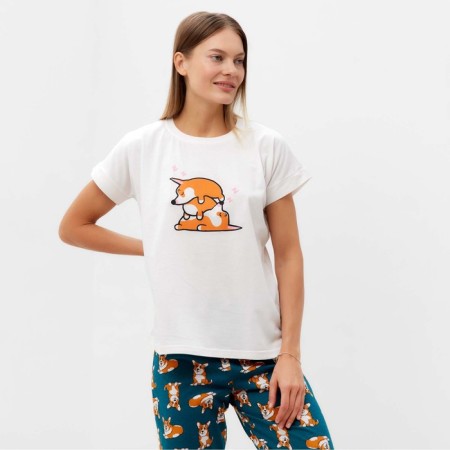 Home female "Corgi" (T -shirt/pants), white/green color, size 44-1
