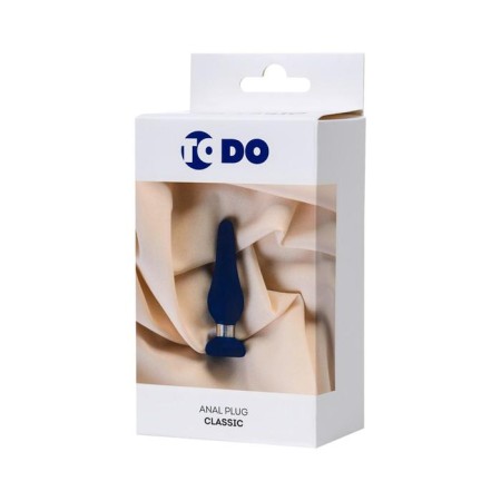 Anal plug Classic, silicone, blue color, 10 cm, d = 3 cm-4