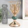 Summary metal, glass for 1 candle "Flower with blue ball" D-5.5 cm 11.5x11.5x25 cm