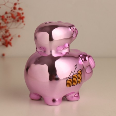 Pigger Ceramics "Pig - Financial Pyramid" Pink 12.5x8x14 cm-4