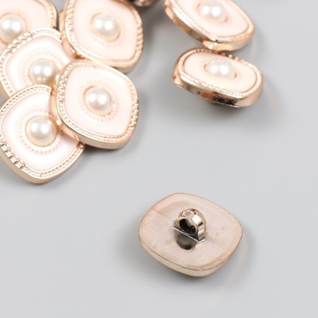 Button plastic for creativity "Pearl in a white square" 2.3x2.3x1.2 cm-1