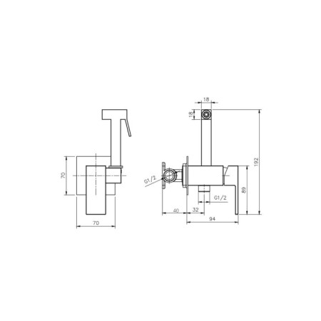 Bida mixer Rush Thira TR3635-99Black, with a hygienic shower, built-in, black-3