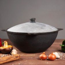 Kazan cast -iron, 3.5 l, flat bottom, aluminum cover