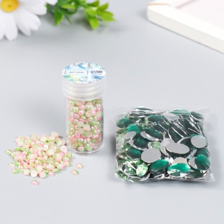 Decor "Pink-green gradient" d = 4 mm 10 g 200 pcs 5x2.5 cm mix-1