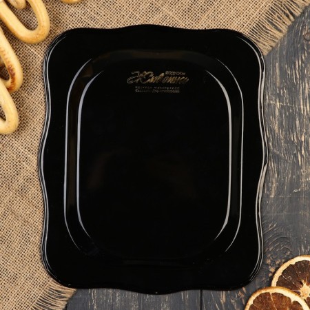 Zhostovsky tray "roses", black, with copyright painting, 24x20 cm-2