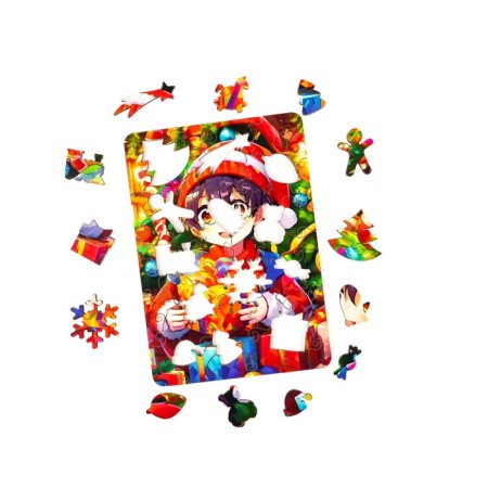 Puzzle "Boy with gifts", 20x14cm, 52 children.-2