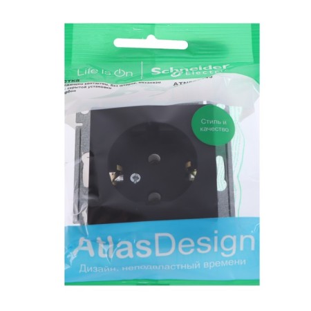 SE ATLASDESIGN, 16 A, 250 V, built -in, with salary, IP20, carbon, Atn001043-2