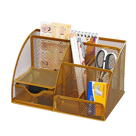 Chancellery trifles stand Calligrata, 7 departments, mesh, metal, black-6