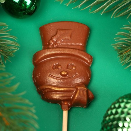 New Year. Figure made of milk chocolate "Snowman" on a stick, 20 g ± 5 %