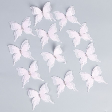 Decor for creativity "Butterfly", three -layer, set of 12 pcs., Size 1 pc. - 5 × 4.5 cm, pink color-1