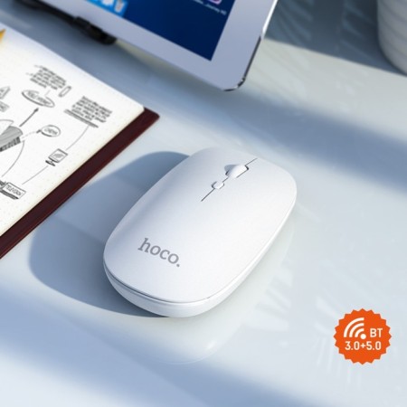 Hoco GM15 mouse, wireless (2.4 + BT), optical, 800-1200-1600 dpi, white-6