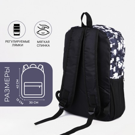 School backpack from textiles on lightning, 3 pockets, black color-1
