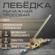 The winch is a lever tundra, a ratchet mechanism with a switch, reverse, traction 2 tons, cable 2 meters